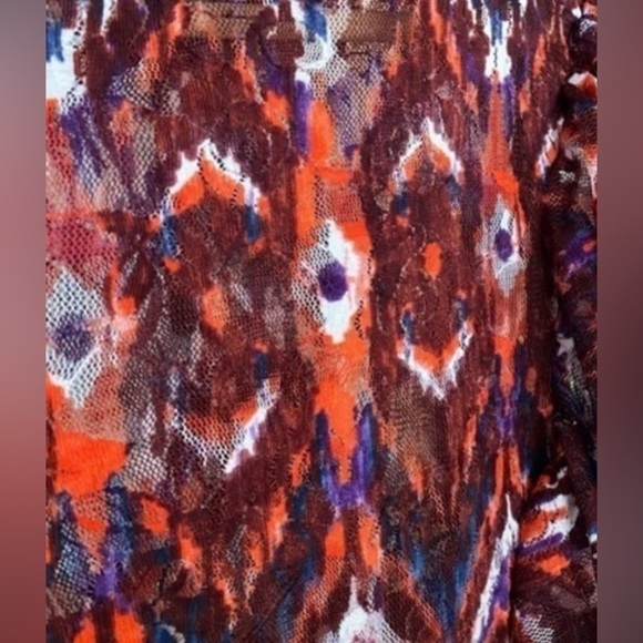 NWT ZARA Women’s Burgundy Orange Purple Blue Flutter Sleeve Blouse Top Small S - Picture 2 of 5